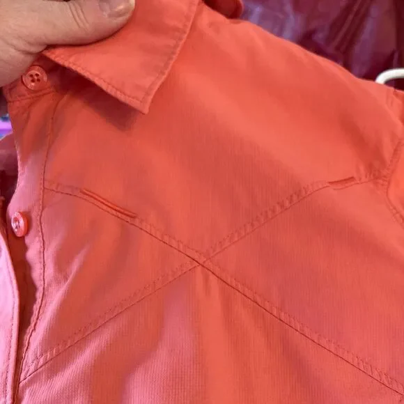 Ascend Coral Button-Up Outdoor Sport Shirt w/ netting lining and zip side pocket - Picture 12 of 15
